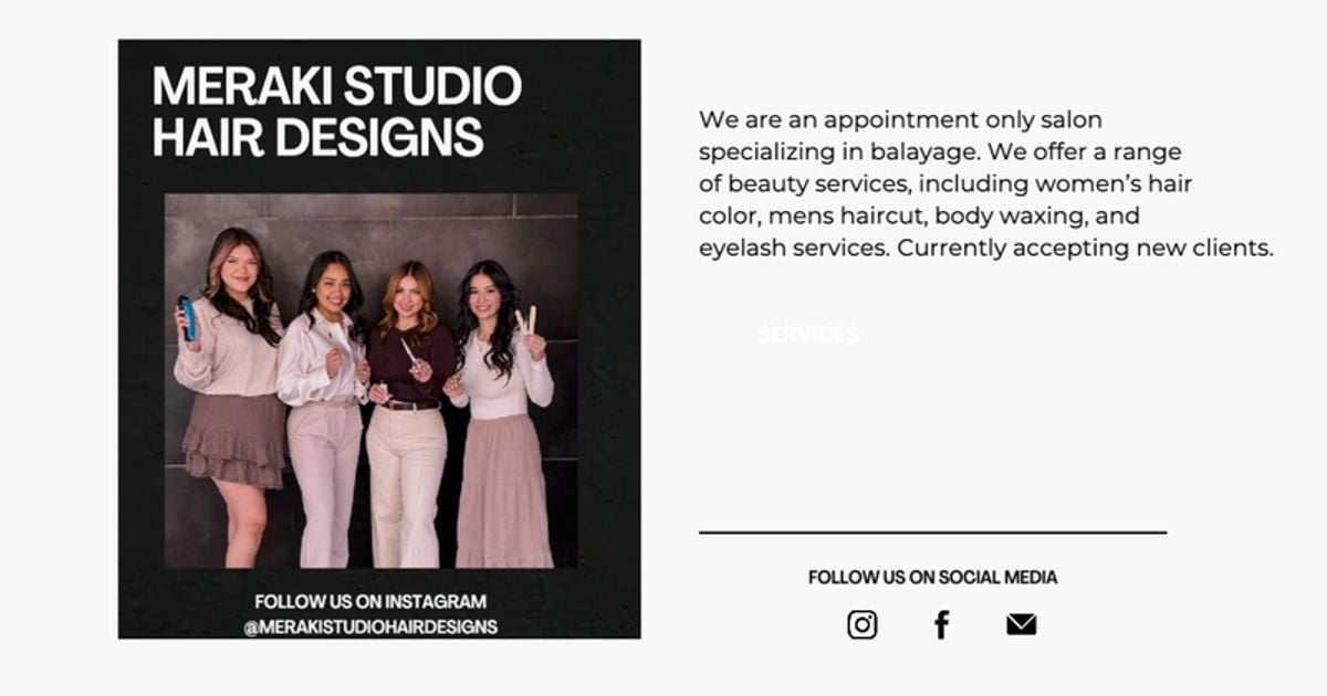 Meraki Studio Hair Designs website photo